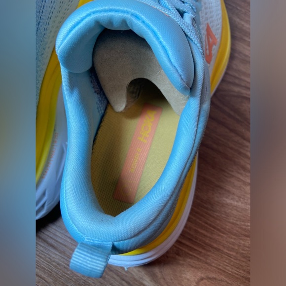 Hoka Bondi 8 Sneakers Blue Orange Yellow Low Top Lace Up Women’s 8.5 - Picture 9 of 14